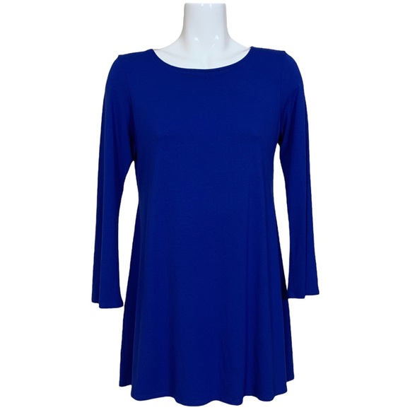 Eileen Fisher Royal Blue Swing Fit Stretch Knit Tunic Top Medium - Picture 1 of 7